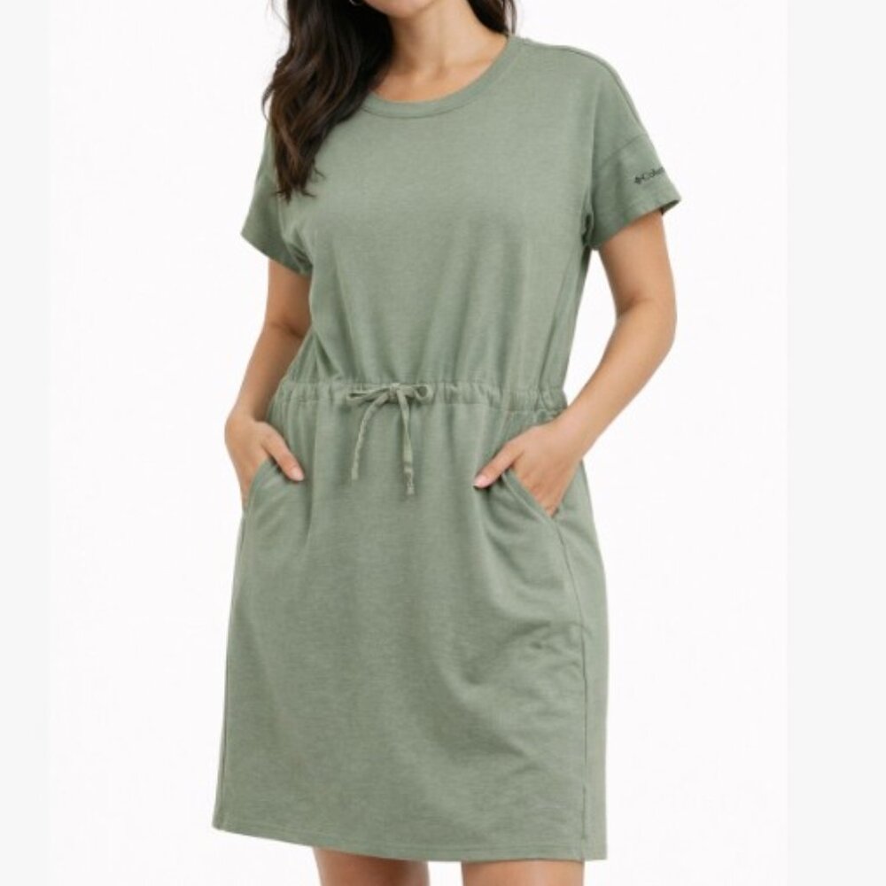 Columbia Women’s Sage Green Tie Waist Pocket Dress Casual 2X Outdoor Hiking